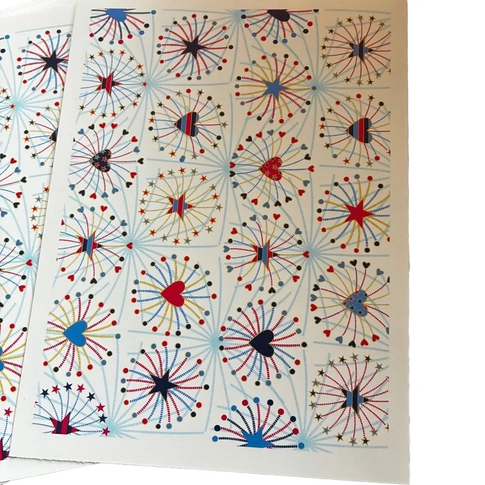 Lot 10 DAV Patriotic Starburst Blank Note Cards Hearts & Stars